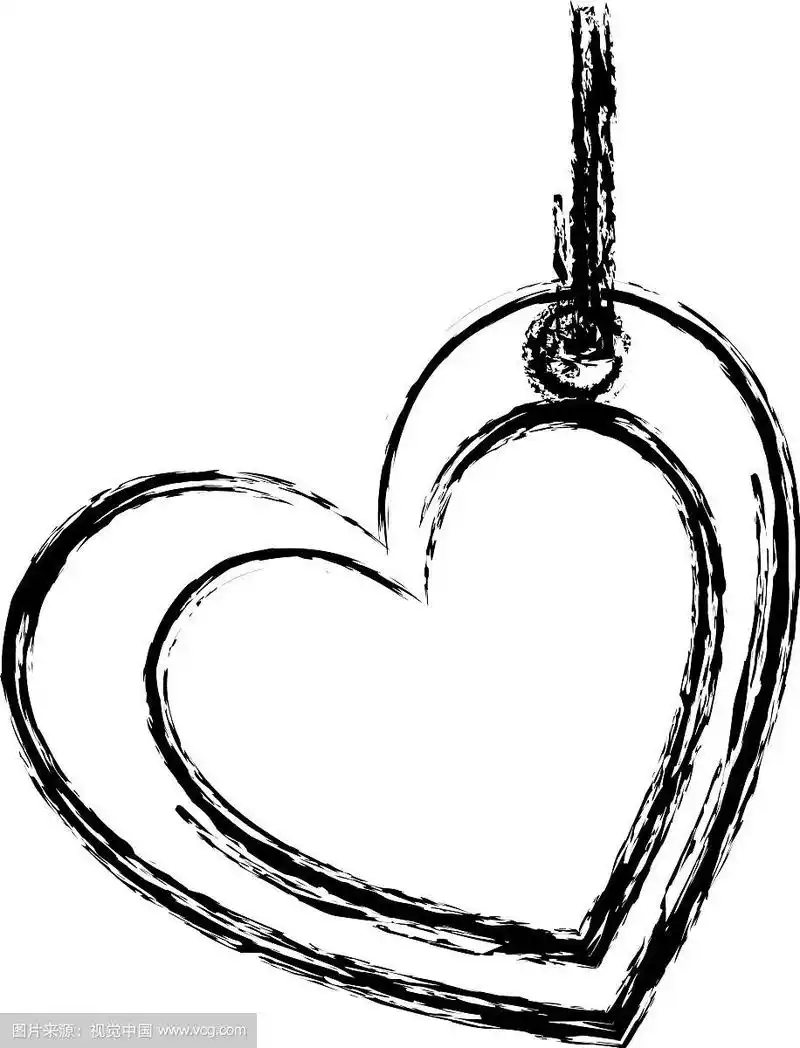 模糊的素描剪影双爱心的身影