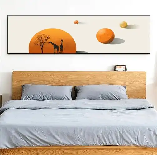 北欧风格装饰画卧室床头挂画酒店横幅墙画宾馆现代装饰画