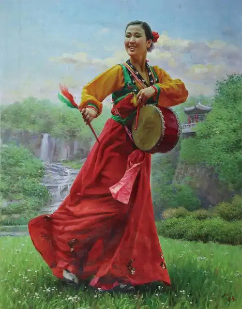 黄哲(朝鲜画家) 油画《朝鲜歌舞图》