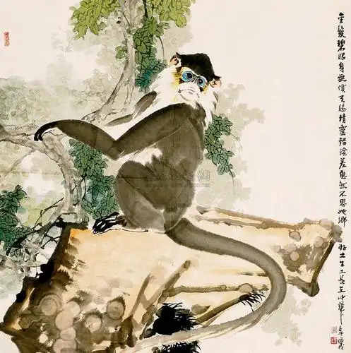 0207 猴 镜心 纸本