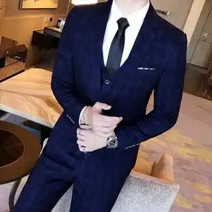 男士西装全套装西服西式外套套装男生一整套青年格子男土秋季正装