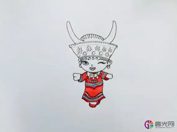 苗族姑娘简笔画