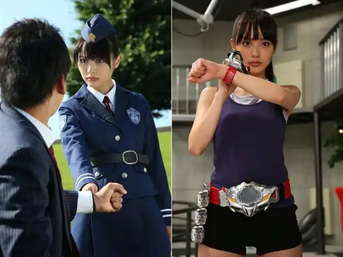 还有《假面骑士w》中的女主鸣海亚树子,他爸爸是假面骑士颅骨,爸爸的