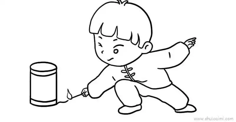 放鞭炮儿童画怎么画 放鞭炮简笔画简单又好看