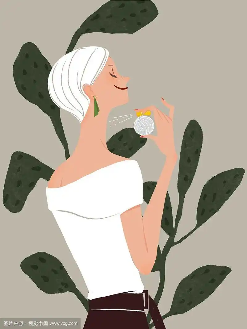 喷香水的女人时尚插图