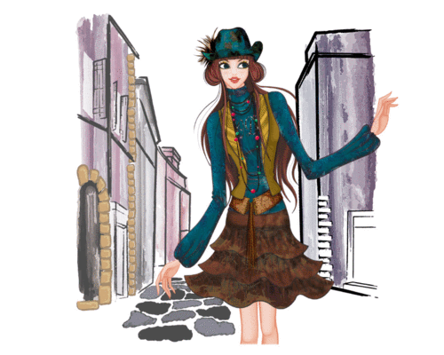 转载:时尚艳丽的都市手绘美女