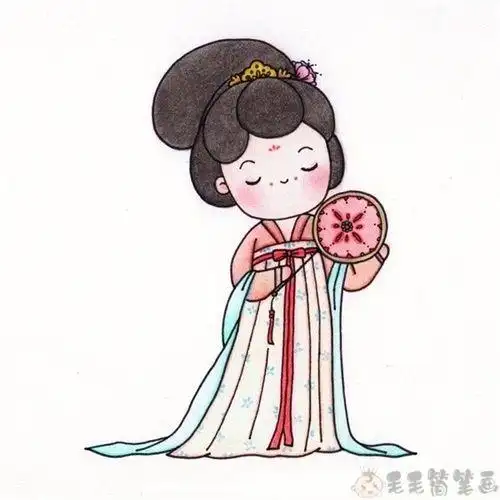 唐代女子简笔画步骤