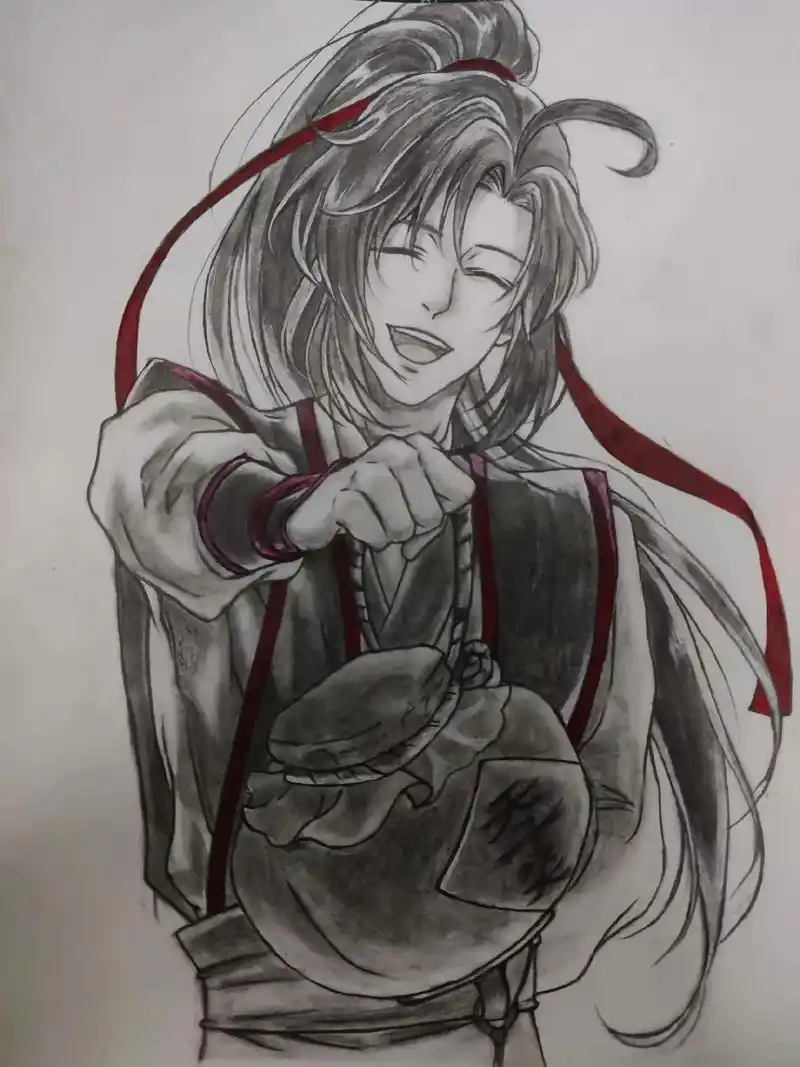 天子笑,分你一坛 96#临摹 #手绘 ##魔道祖师魏无羡 - 抖音