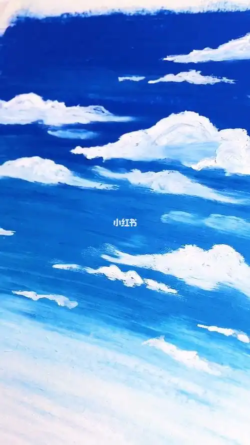 油画棒蓝天白云
