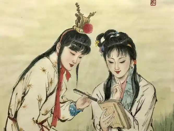 骅精品红楼梦中人贾宝玉和林黛玉画的特别特别好收藏潜力巨大100手绘