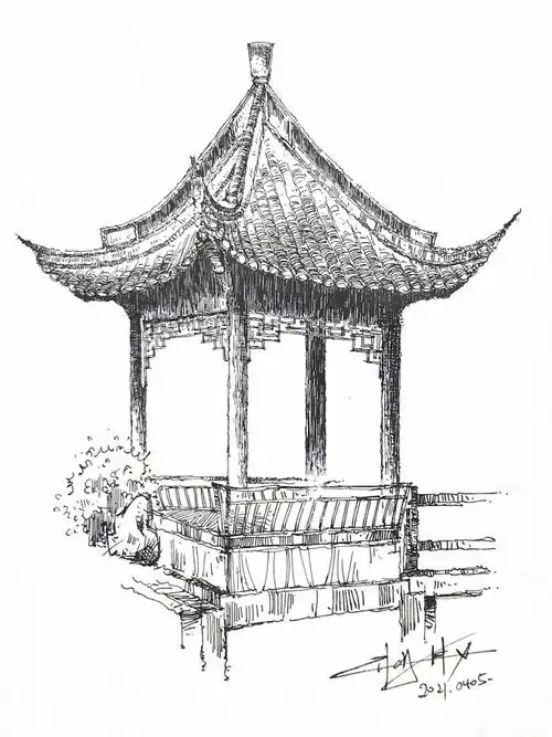 古建筑钢笔速写760405