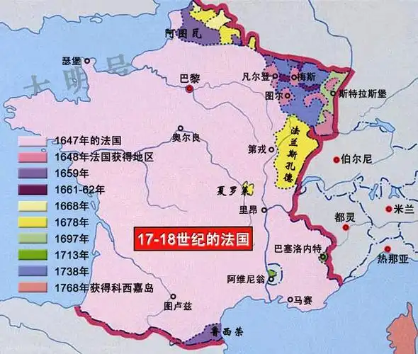 16471810年法国疆域的变迁看看扩张了多少