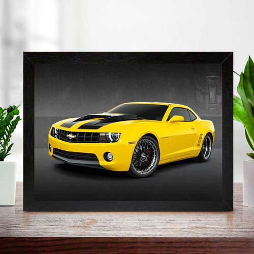 雪佛兰海报跑车大黄蜂相框摆台科迈罗汽车画框装饰画卧室房间挂墙