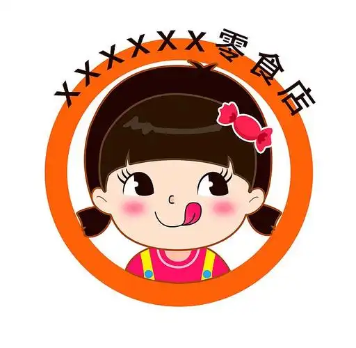 卡通女孩头像吐舌头的可爱模样可用作零食店铺logo