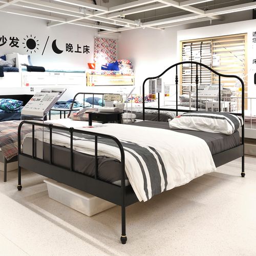 宜家 萨格斯图阿 床架 铁艺床黑色白色五尺六尺 国内代购