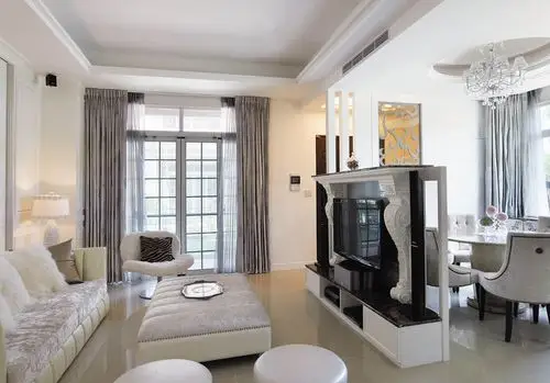 72平米舒适风格别墅客厅吊顶装修效果图