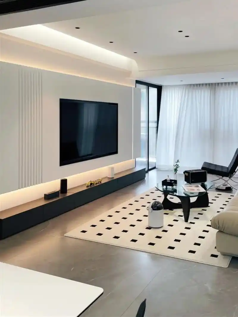 黑白灰极简,真的大气!瓷砖大尺寸通铺,尽量柔光砖,简单的吊顶 - 抖音