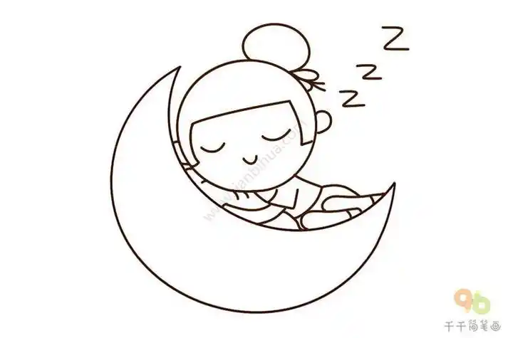 女孩睡觉简笔画图