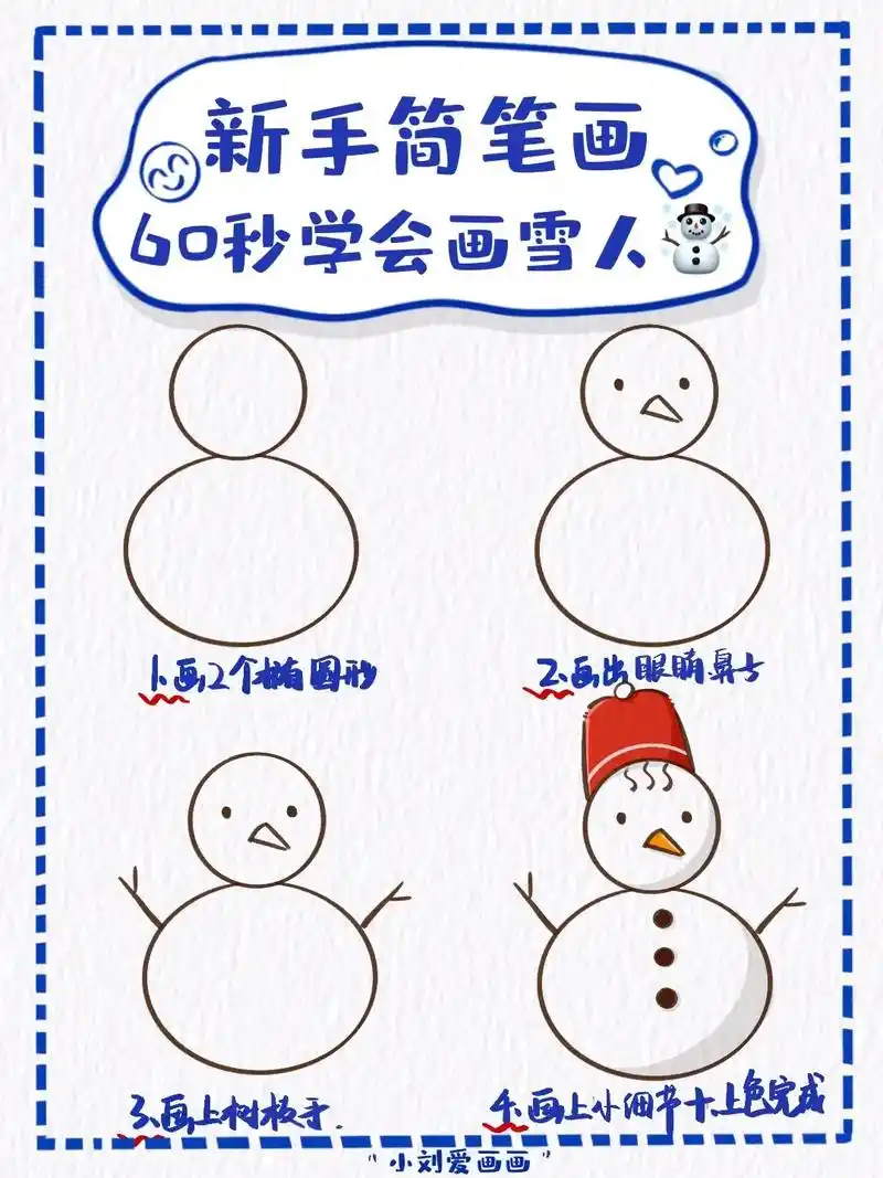 7015可爱雪人简笔画教程分享.