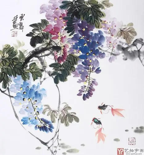 花鸟名家石云轩写意圆面-花鸟画-艺拍字画网