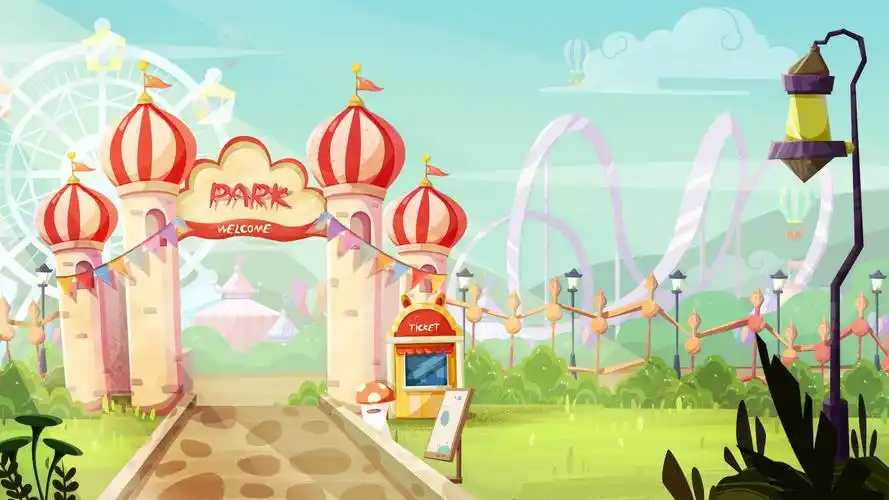 游乐园场景插画