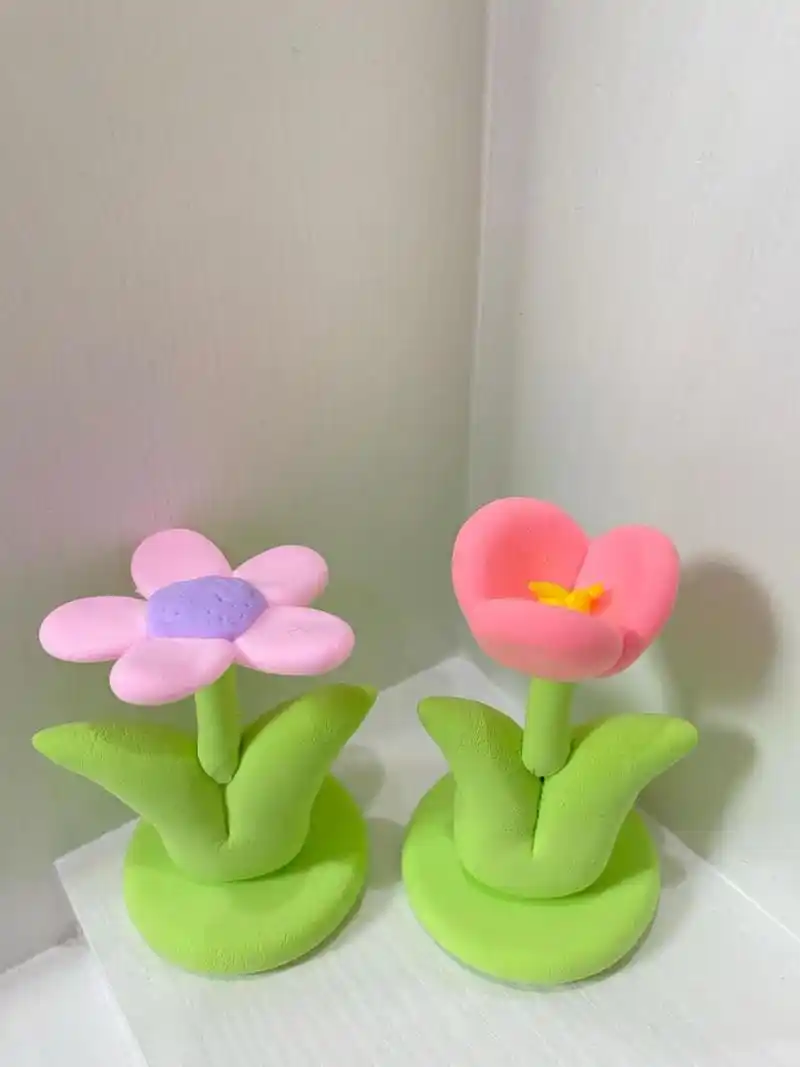 超轻黏土小花花94～郁金香93超简单～ 轻黏土作品97 好卡哇伊的