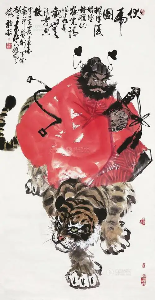 0091 伏虎图 镜心 设色纸本