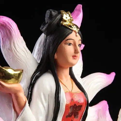 九尾狐仙娘娘神像供奉美女招财招财旺桃花姻缘树脂佛像家用摆件