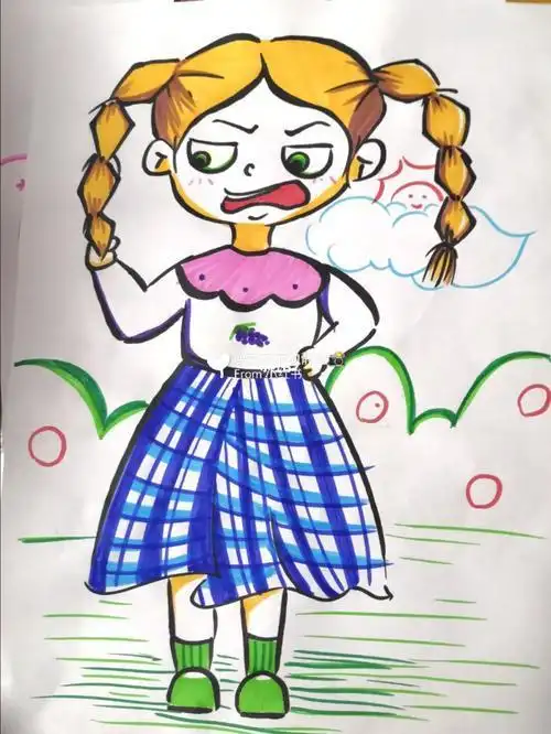 可爱小女孩简笔画图片大全美丽的少女简笔画 小女孩简笔画 - 9252儿童