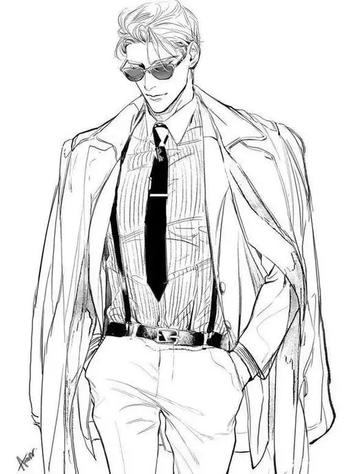 线稿型男,流畅的线条,富有个性的人物,黑白稿也超吸引人