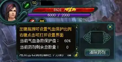 10分钟搞定日常2周到50级 1,自动气血保护    就在左上角人物血条那里