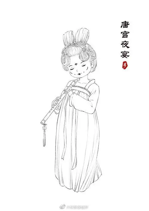 唐宫夜宴小姐姐-同人插画|插画|创作习作|绿窗暖幽梦 - 原创作品
