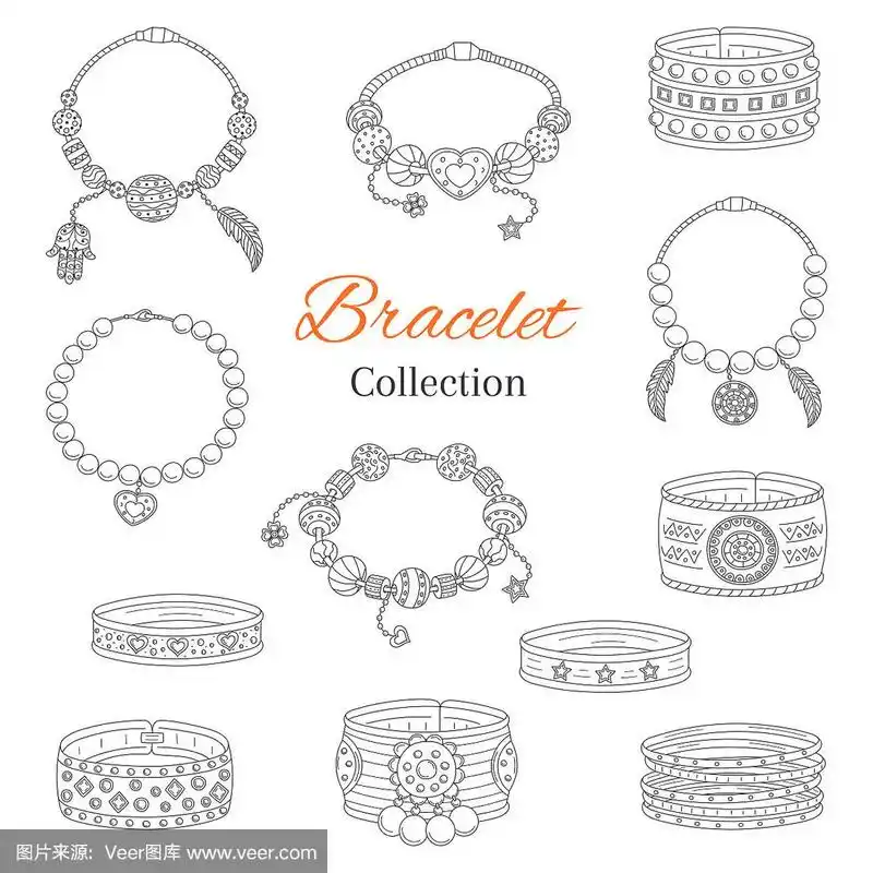 绘画插图,手镯,矢量,乱画,手