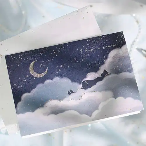 ins风格教师节圣诞新年毕业季梦幻星空爱心贺卡教程教你做立体贺卡