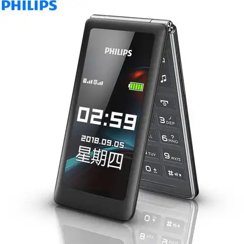 philips/飞利浦翻盖老人手机大字大声大屏正品双卡双待双屏大按键老人