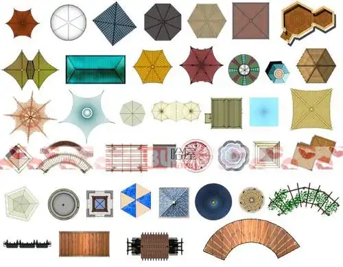 园林景观中式古典建筑古朴psd素材古亭ps后期分层古建筑凉亭素材