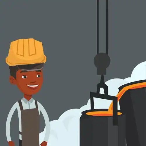 非洲钢铁工人在铸造厂工作矢量