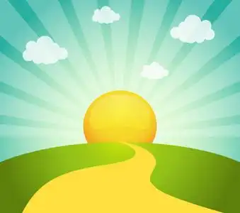 矢量图的字段和日出的天空字段或草甸自然日落日出.