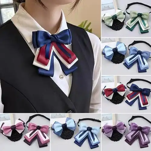 领结女士职业领花银行邮政工装制服衬衣蝴蝶结飘带头花套装批发