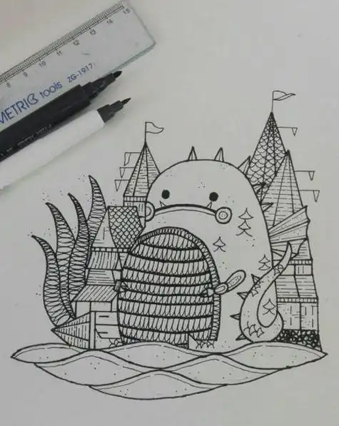 点线面简笔画黑白点线面简笔画