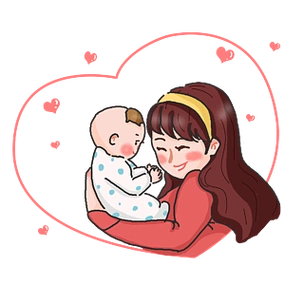 母亲节妈妈宝宝温馨拥抱插画