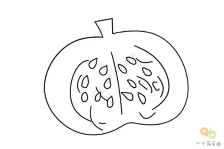 切开的南瓜简笔画步骤图_蔬菜简笔画