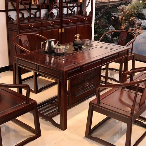 实木茶桌椅组合南美红酸枝新中式功夫茶几茶桌实木泡茶桌茶台