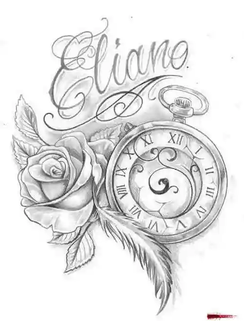 九素刺青纹身手稿第18期:时钟手稿素材