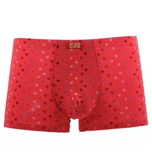 浪莎男士本命年红内裤男士平角裤短裤牛年四角裤大红色内裤2条参数