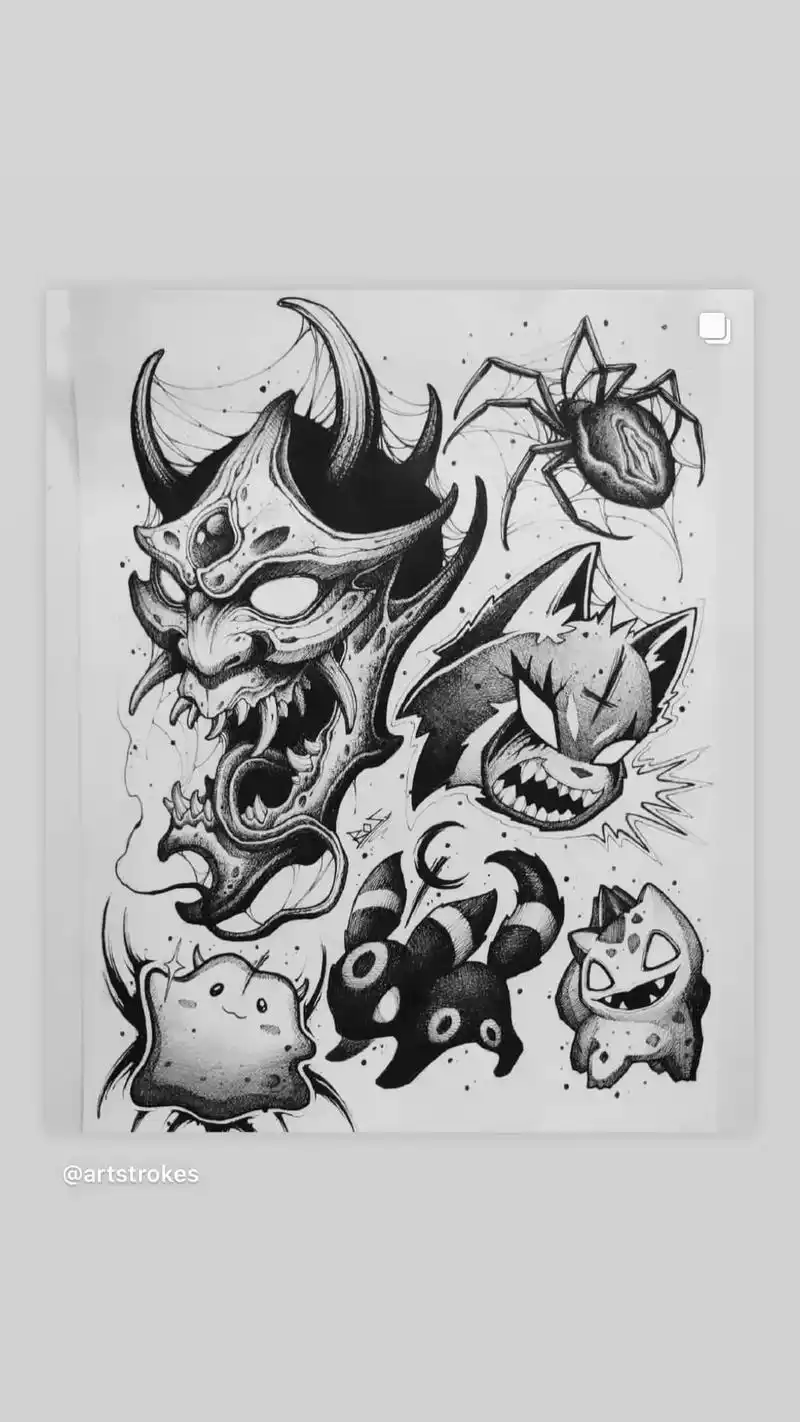 纹身图案手稿 #暗黑纹身 - 抖音