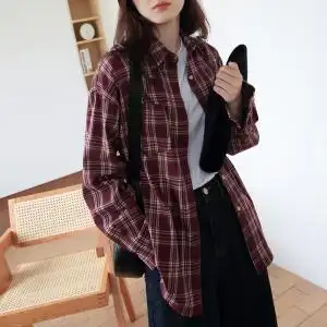 衬衫红色格子女