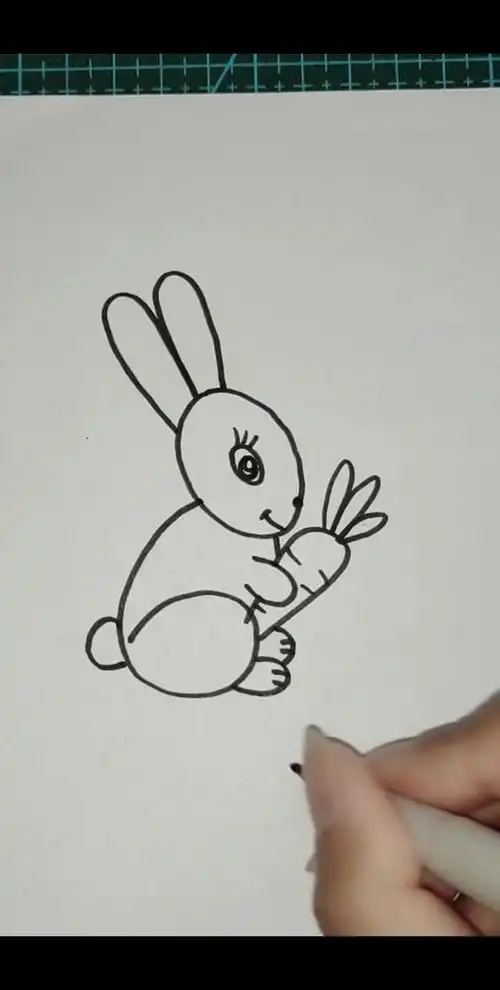 我要上热门##简笔画  小白兔和胡萝卜