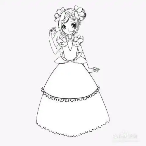 穿蓬蓬裙的女生的画法