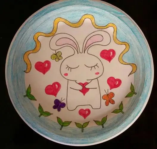 临清市实验梦起飞书画社盘子黑白装饰画美丽的纸盘装